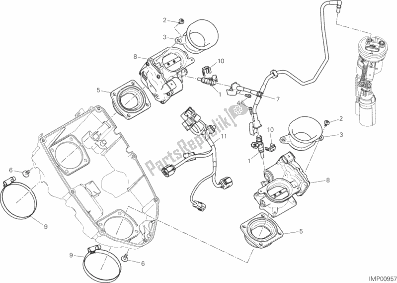 All parts for the Throttle Body of the Ducati Multistrada 1200 ABS Thailand 2018